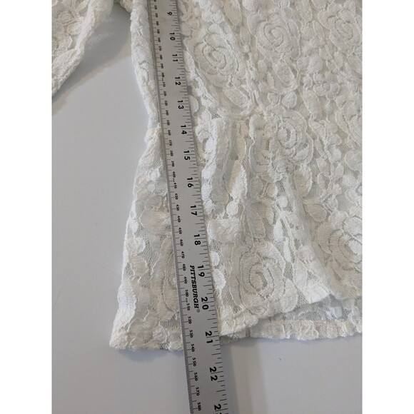 LC Lauren Conrad Sheer Runway Collection Peplum White Lace Top Small Bridal - Picture 6 of 8